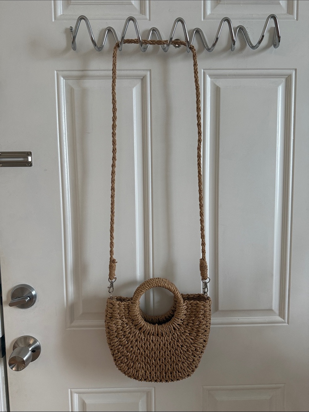 Woven Straw Crossbody Bag - Natural Tan